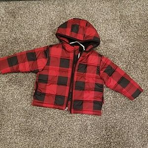 Red plaid toddler coat